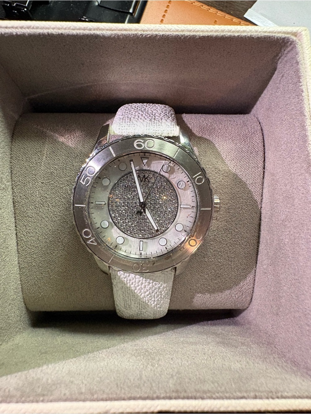 Michael Kors Women's Runway Three-Hand White Metallic Watch - Picture 9 of 10